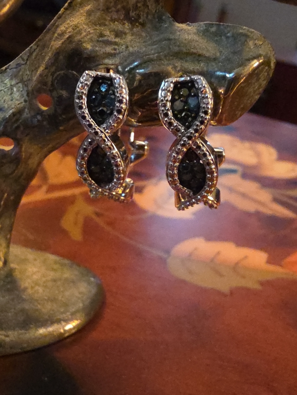JTV Blue Velvet Diamonds(TM) Rhodium Over Silver Earrings